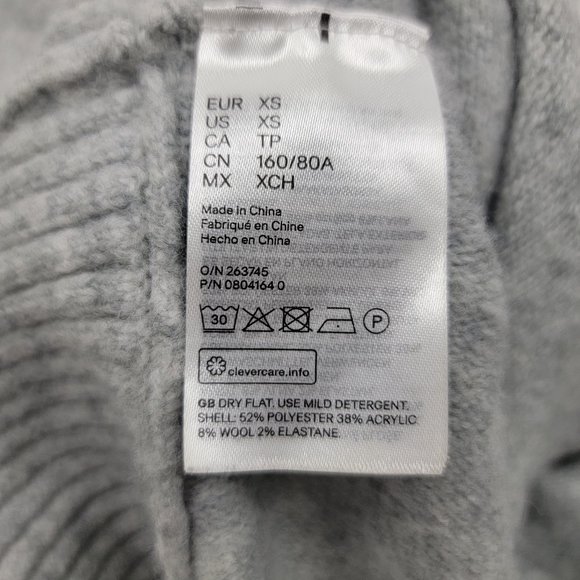 H&M Pringle Of Scotland Womens XS Hoodie GRAY Knit Sweater Oversized Wool Blend - Picture 8 of 14